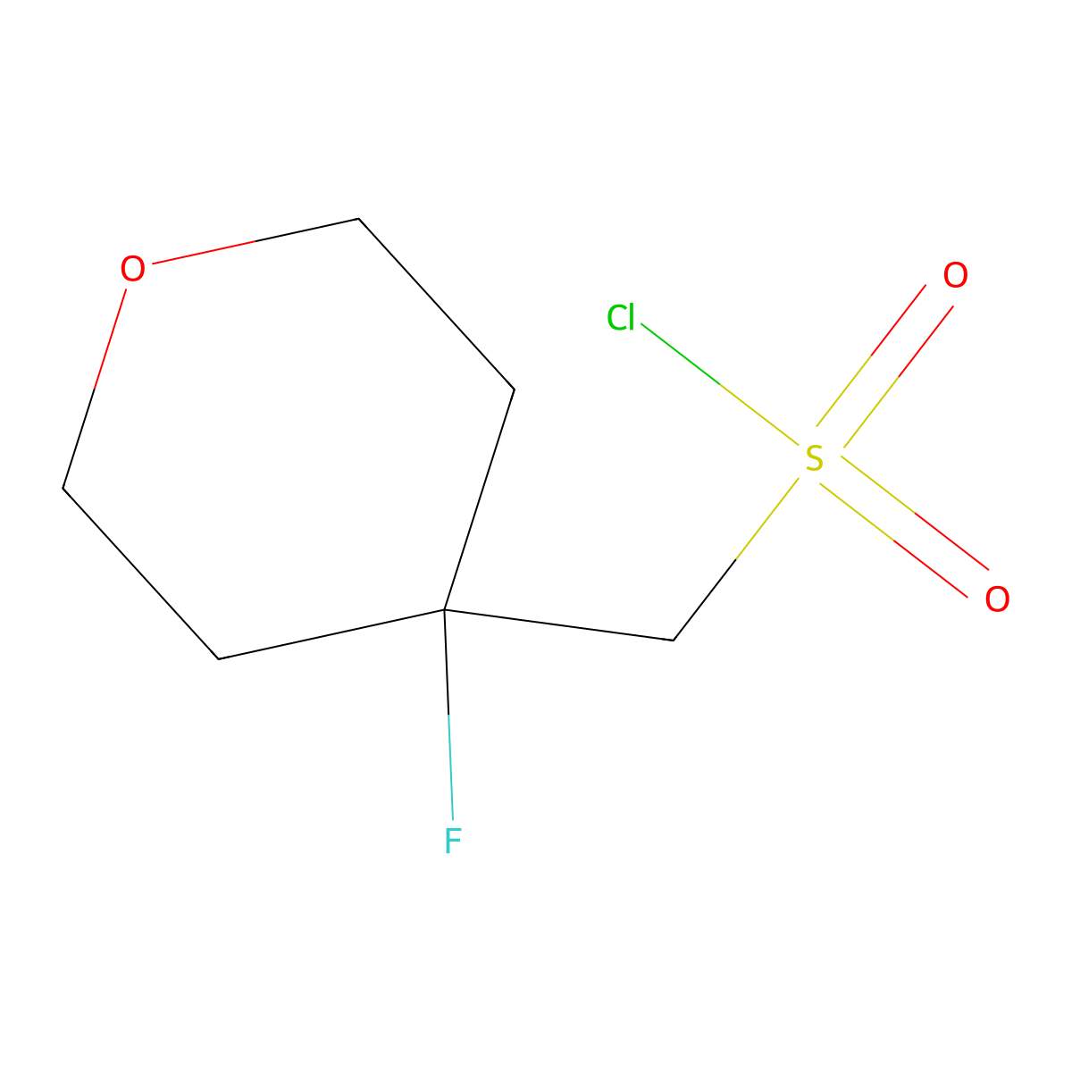 (4-Fluorooxan-4-yl)methanesulfonyl chloride molecular structure, CAS 1803608-24-3