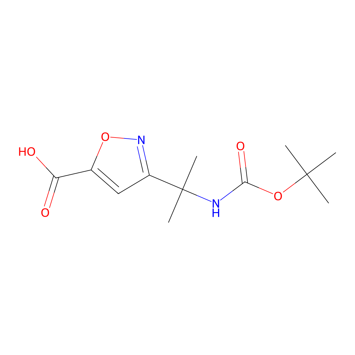 3-(2-{[(Tert-butoxy)carbonyl]amino}propan-2-yl)-1,2-oxazole-5-carboxylic acid molecular structure, CAS 1803608-31-2