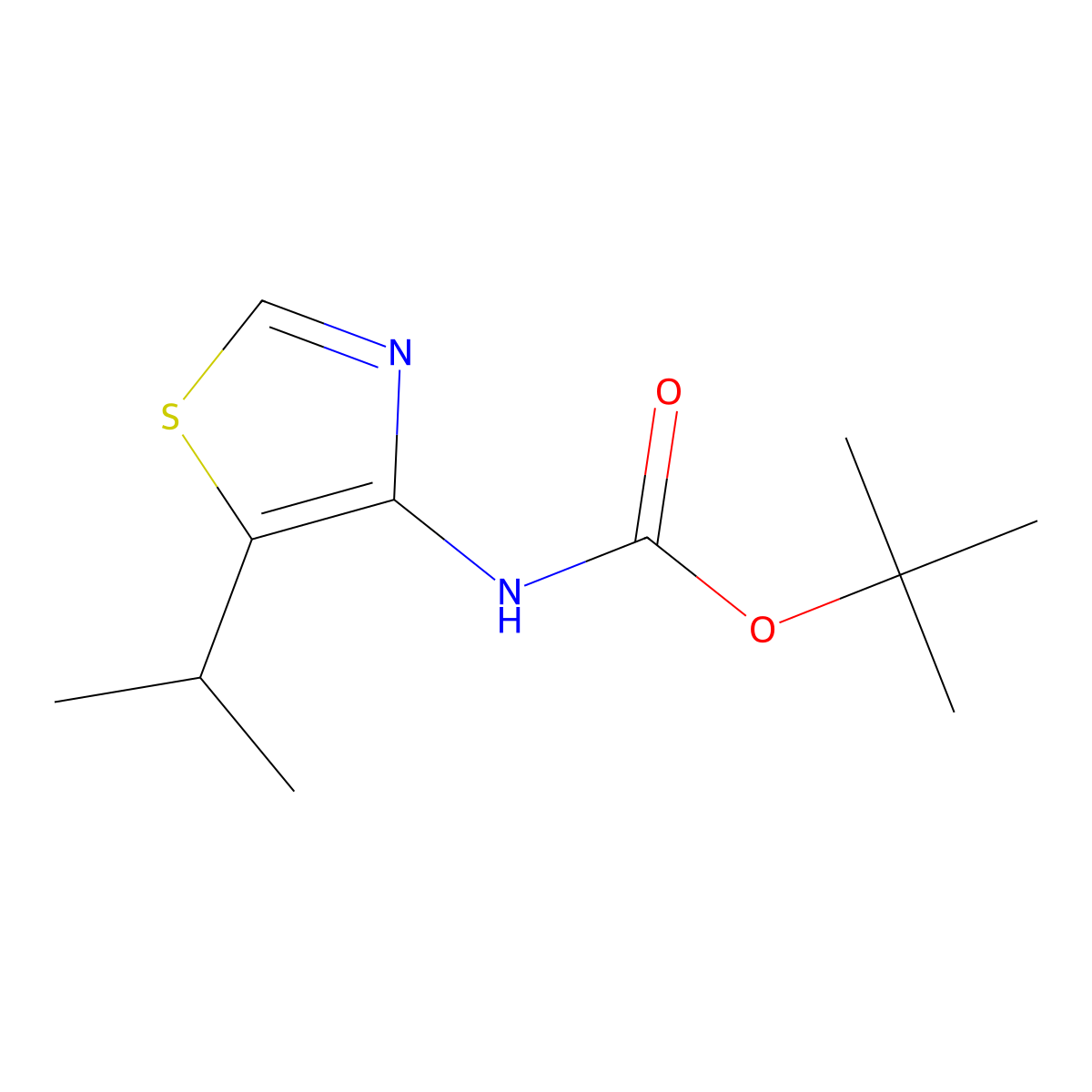tert-butyl N-[5-(propan-2-yl)-1,3-thiazol-4-yl]carbamate molecular structure, CAS 1803608-32-3