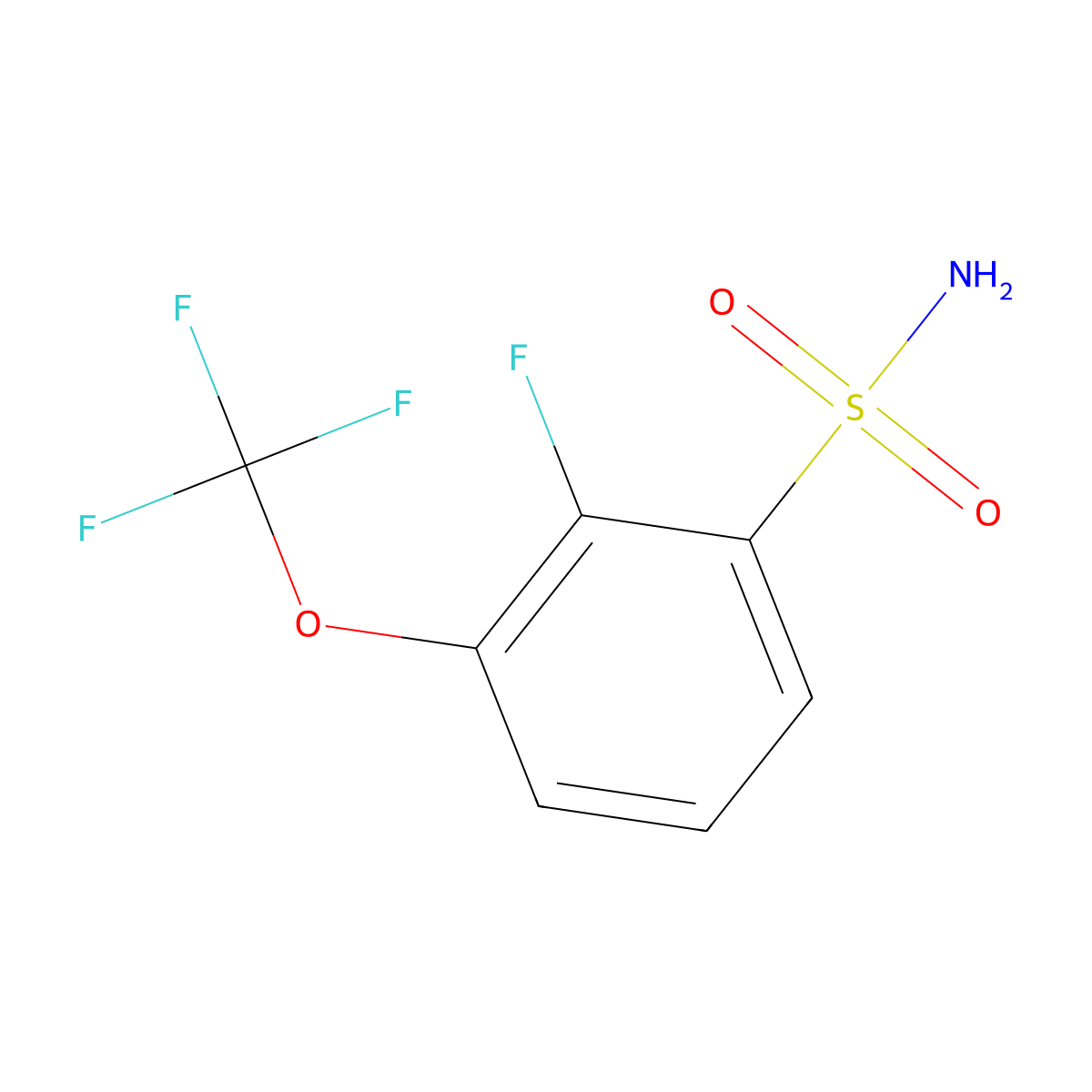 2-Fluoro-3-(trifluoromethoxy)benzene-1-sulfonamide molecular structure, CAS 1803608-45-8