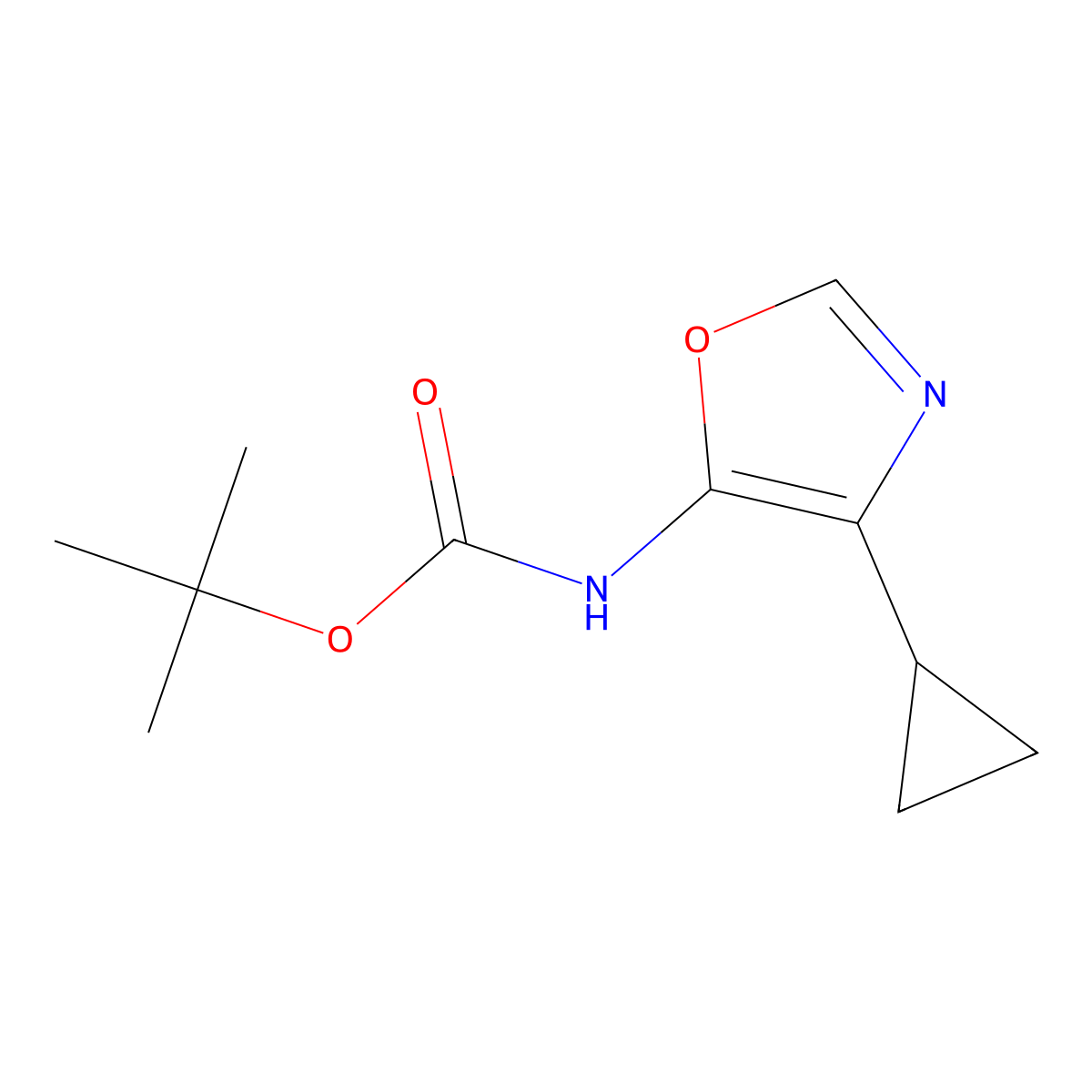 tert-butyl N-(4-cyclopropyl-1,3-oxazol-5-yl)carbamate molecular structure, CAS 1803608-46-9