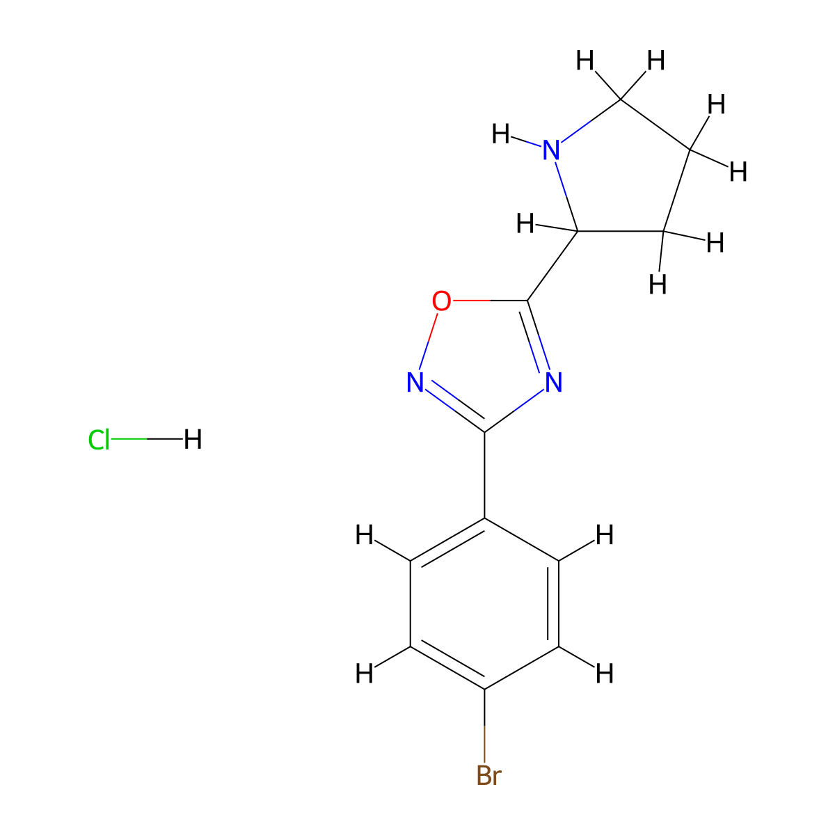 3-(4-Bromophenyl)-5-(pyrrolidin-2-yl)-1,2,4-oxadiazole hydrochloride molecular structure, CAS 1803608-62-9