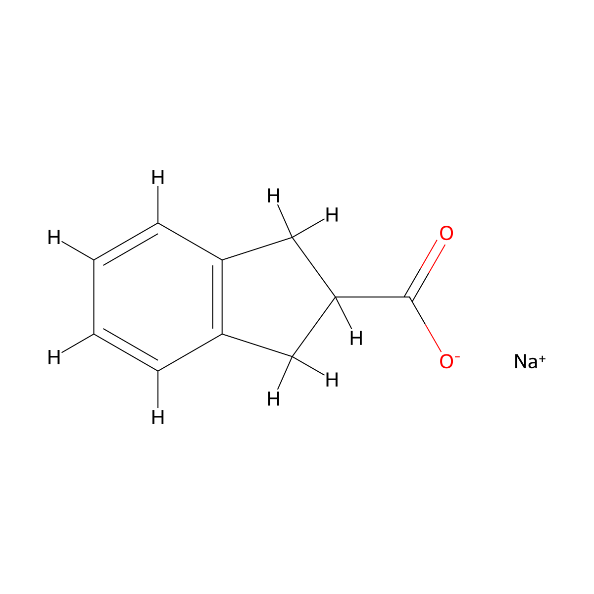 sodium 2,3-dihydro-1H-indene-2-carboxylate molecular structure, CAS 1803608-69-6