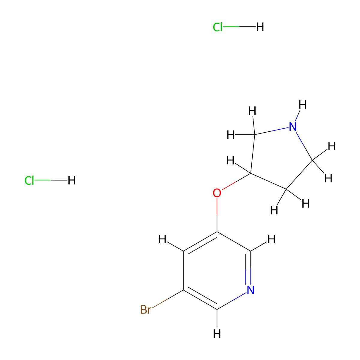3-Bromo-5-(pyrrolidin-3-yloxy)pyridine dihydrochloride molecular structure, CAS 1803608-84-5