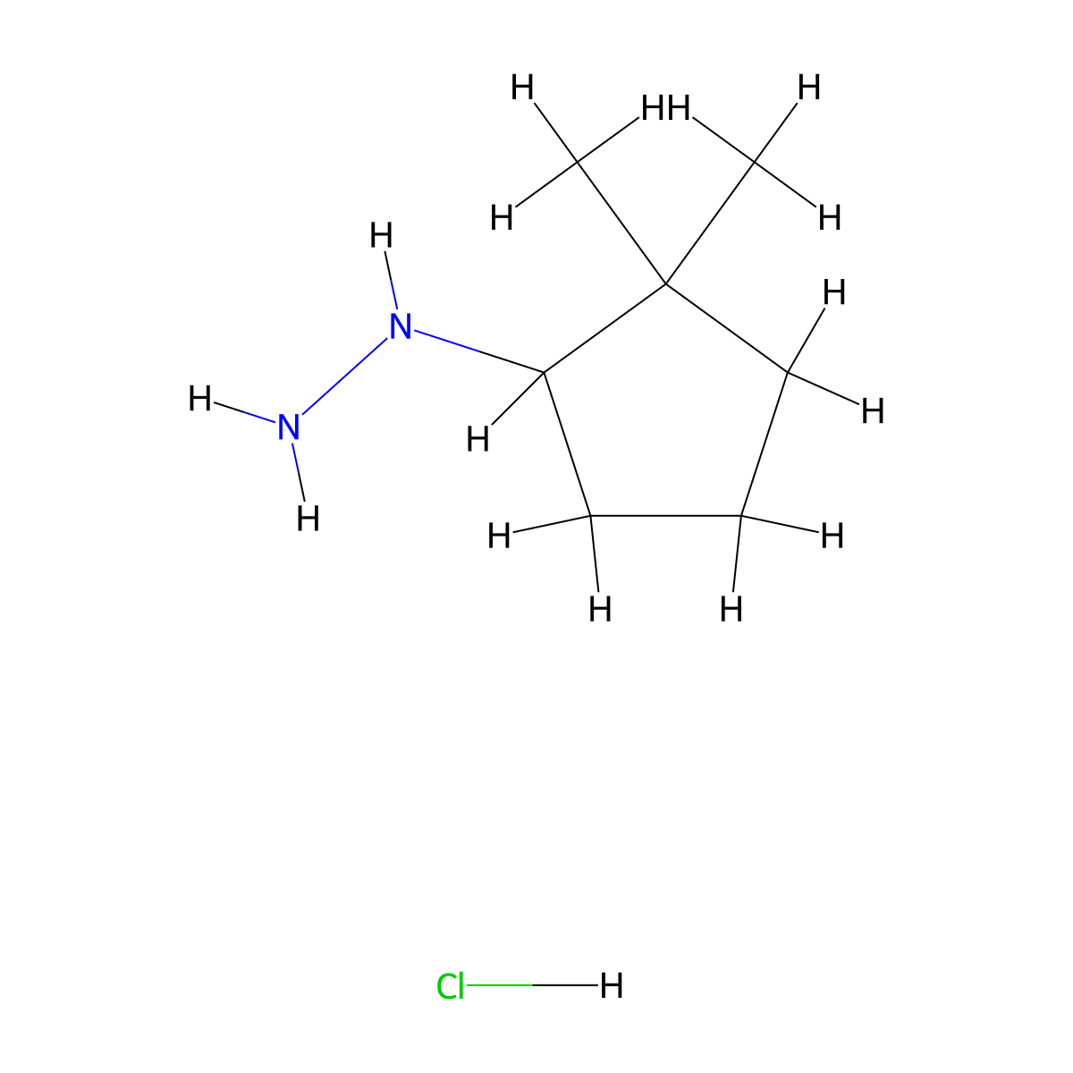 (2,2-Dimethylcyclopentyl)hydrazine hydrochloride molecular structure, CAS 1803608-86-7
