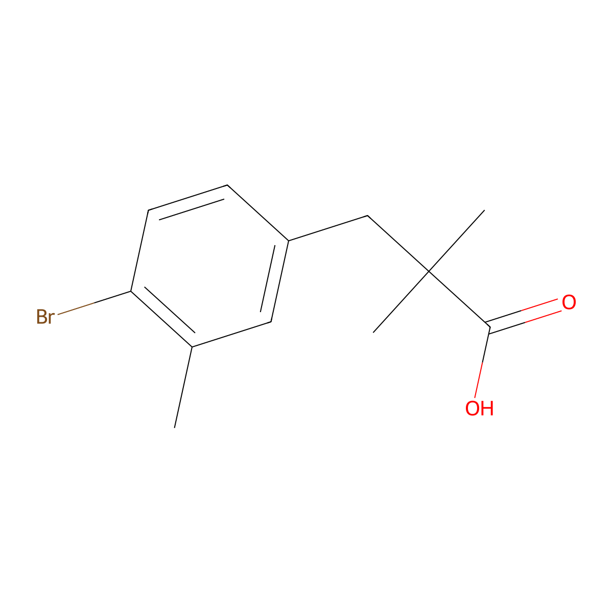 3-(4-Bromo-3-methylphenyl)-2,2-dimethylpropanoic acid molecular structure, CAS 1803608-90-3