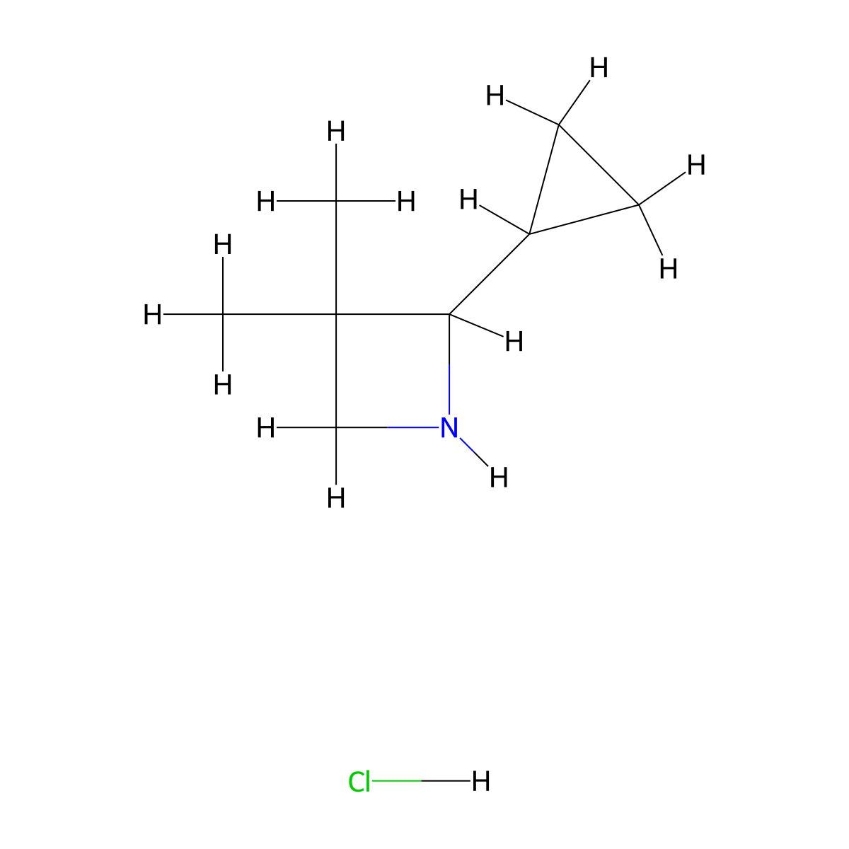 2-Cyclopropyl-3,3-dimethylazetidine hydrochloride molecular structure, CAS 1803609-02-0