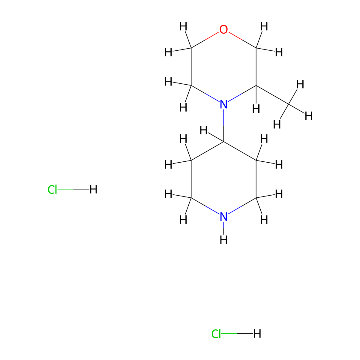 3-Methyl-4-(piperidin-4-yl)morpholine dihydrochloride molecular structure, CAS 1803609-10-0