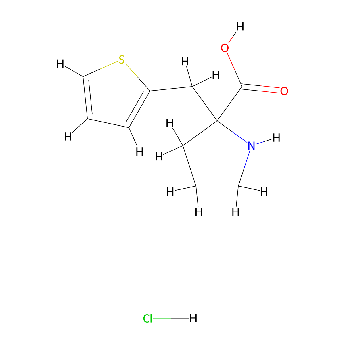 2-(Thiophen-2-ylmethyl)pyrrolidine-2-carboxylic acid hydrochloride molecular structure, CAS 1803609-18-8