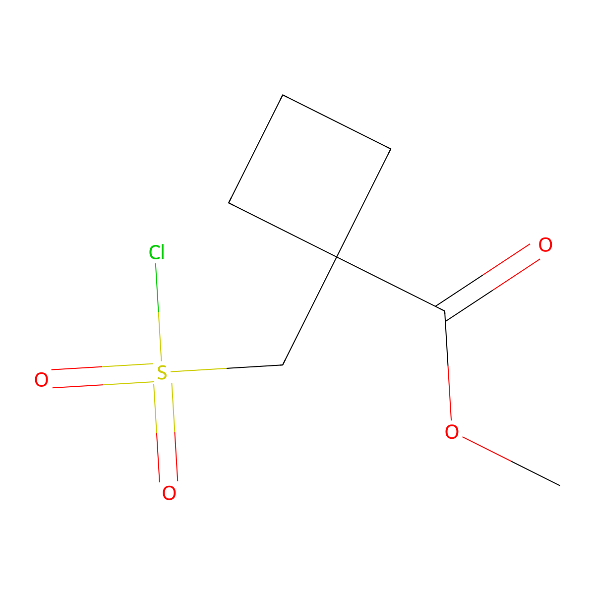 Methyl 1-((chlorosulfonyl)methyl)cyclobutane-1-carboxylate molecular structure, CAS 1803609-21-3