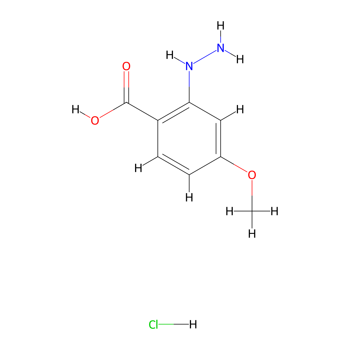 2-Hydrazinyl-4-methoxybenzoic acid hydrochloride molecular structure, CAS 1803609-26-8