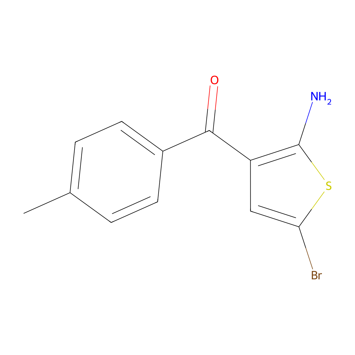 5-Bromo-3-(4-methylbenzoyl)thiophen-2-amine molecular structure, CAS 1803609-31-5