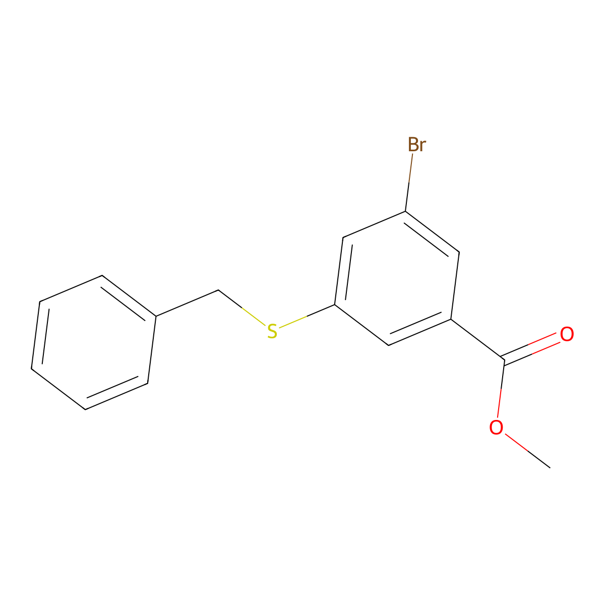 Methyl 3-(benzylsulfanyl)-5-bromobenzoate molecular structure, CAS 1803609-32-6