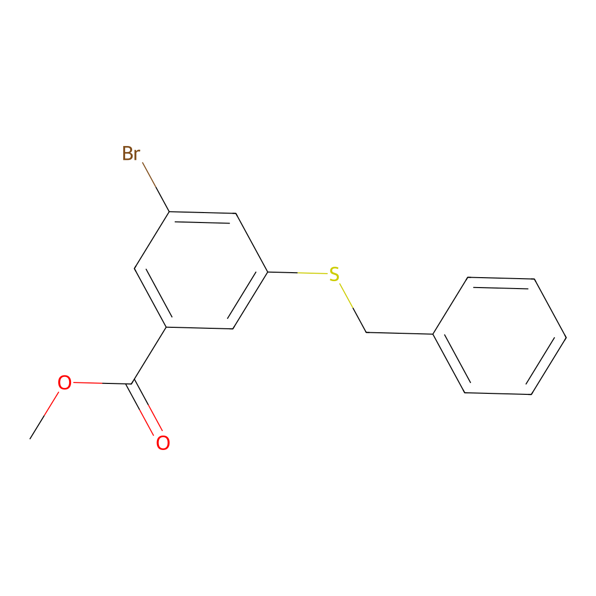 Methyl 3-(benzylsulfanyl)-5-bromobenzoate molecular structure, CAS 1803609-32-6