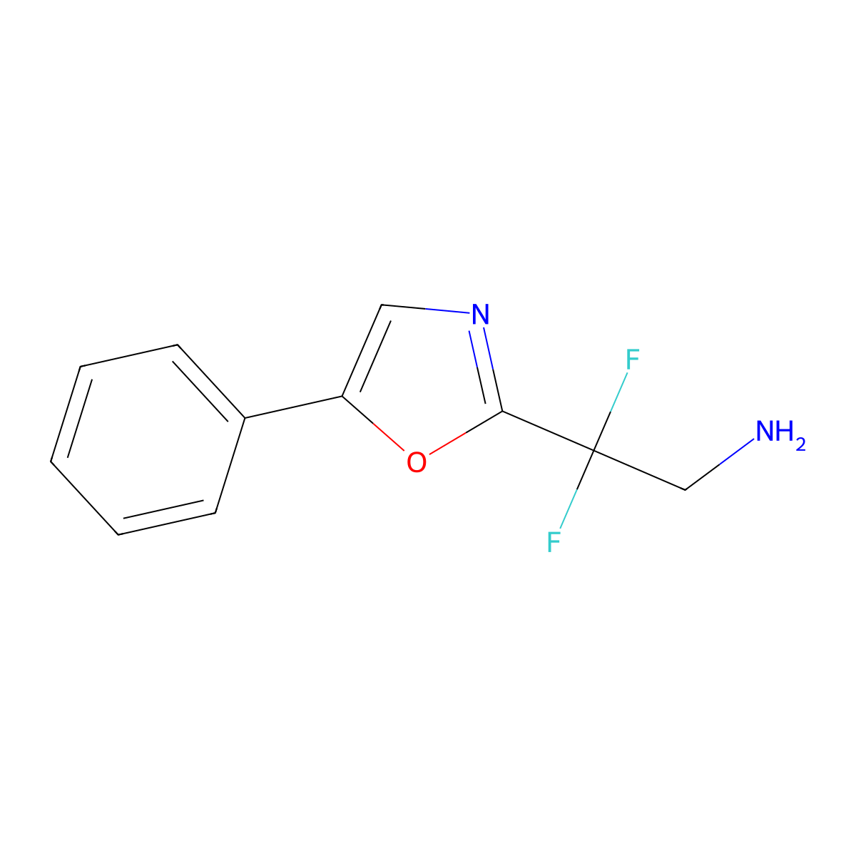 2,2-Difluoro-2-(5-phenyl-1,3-oxazol-2-yl)ethan-1-amine molecular structure, CAS 1803609-42-8