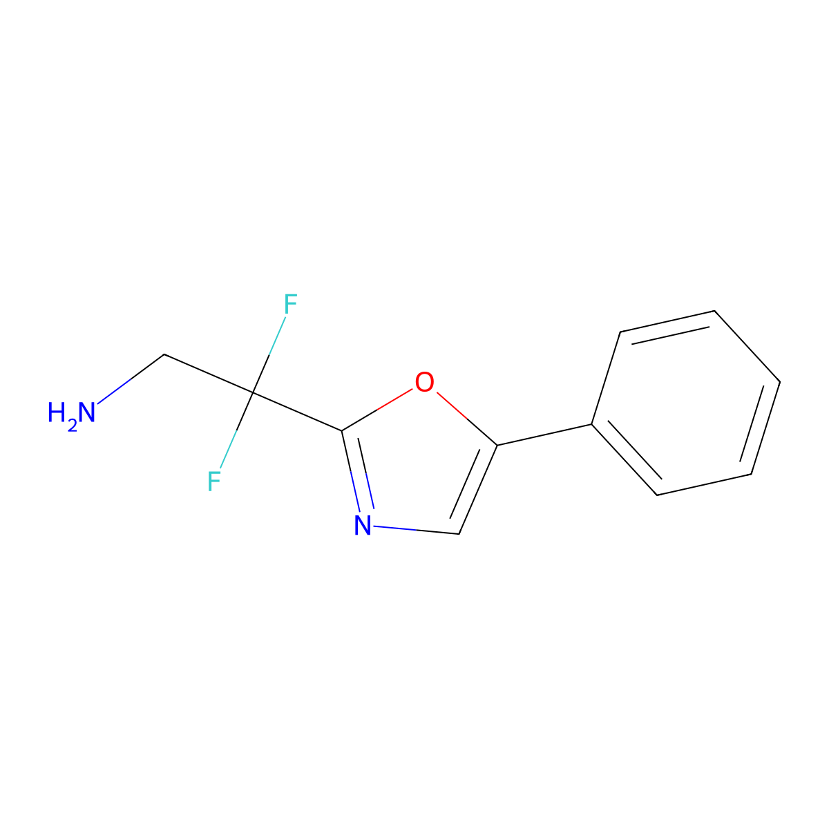 2,2-Difluoro-2-(5-phenyl-1,3-oxazol-2-yl)ethan-1-amine molecular structure, CAS 1803609-42-8