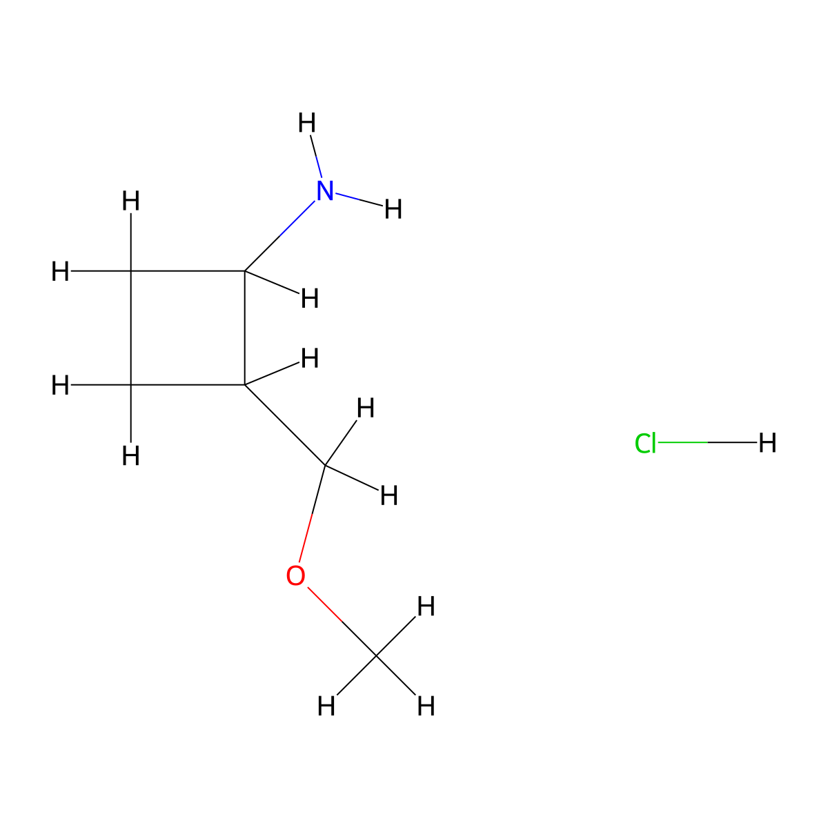 2-(Methoxymethyl)cyclobutan-1-amine hydrochloride molecular structure, CAS 1803609-45-1