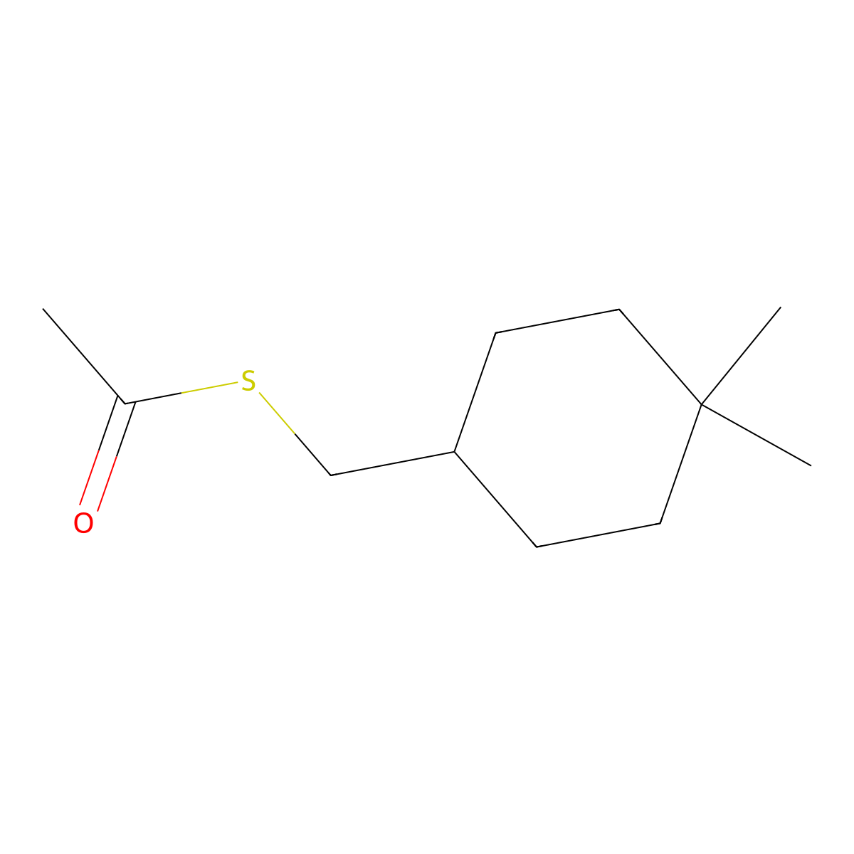 1-{[(4,4-Dimethylcyclohexyl)methyl]sulfanyl}ethan-1-one molecular structure, CAS 1803609-47-3