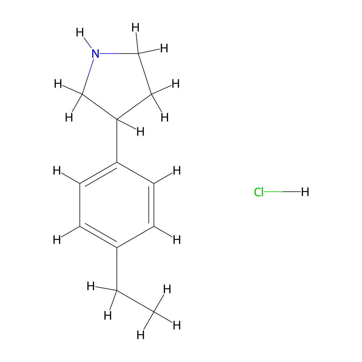 3-(4-Ethylphenyl)pyrrolidine hydrochloride molecular structure, CAS 1803609-53-1