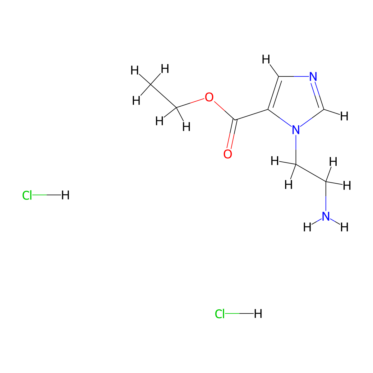 Ethyl 1-(2-aminoethyl)-1H-imidazole-5-carboxylate dihydrochloride molecular structure, CAS 1803609-56-4