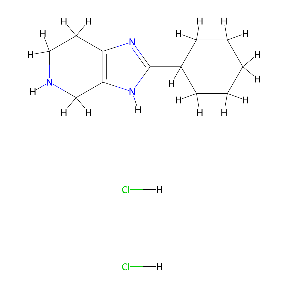 2-cyclohexyl-1H,4H,5H,6H,7H-imidazo[4,5-c]pyridine dihydrochloride molecular structure, CAS 1803609-60-0