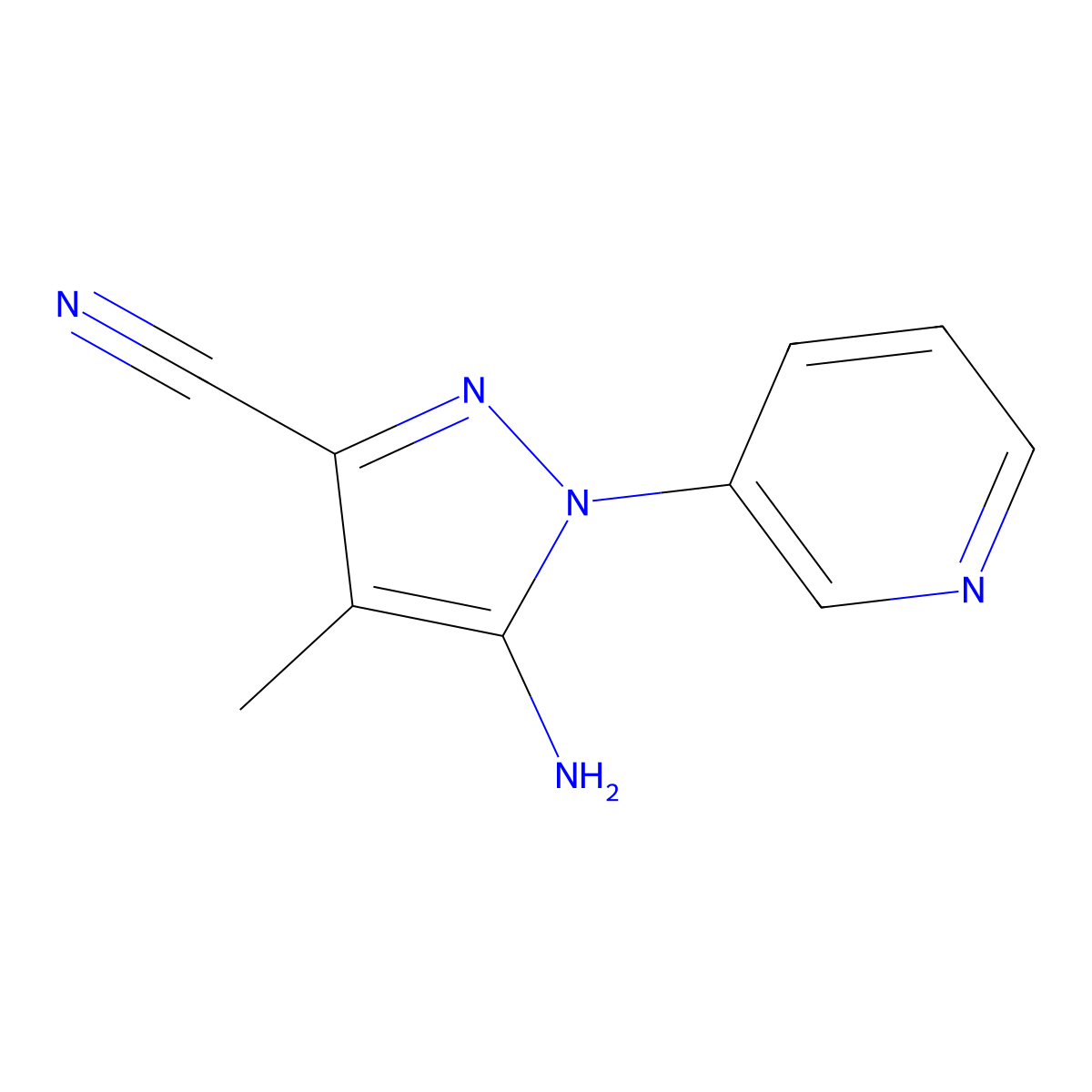 5-amino-4-methyl-1-(pyridin-3-yl)-1H-pyrazole-3-carbonitrile molecular structure, CAS 1803609-64-4