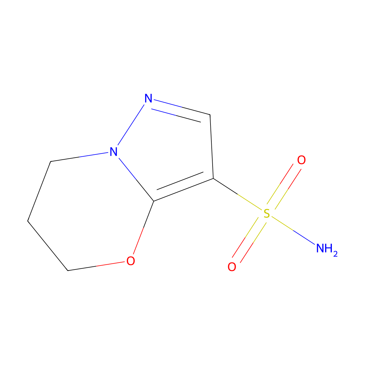 5H,6H,7H-pyrazolo(3,2-b)(1,3)oxazine-3-sulfonamide molecular structure, CAS 1803609-80-4