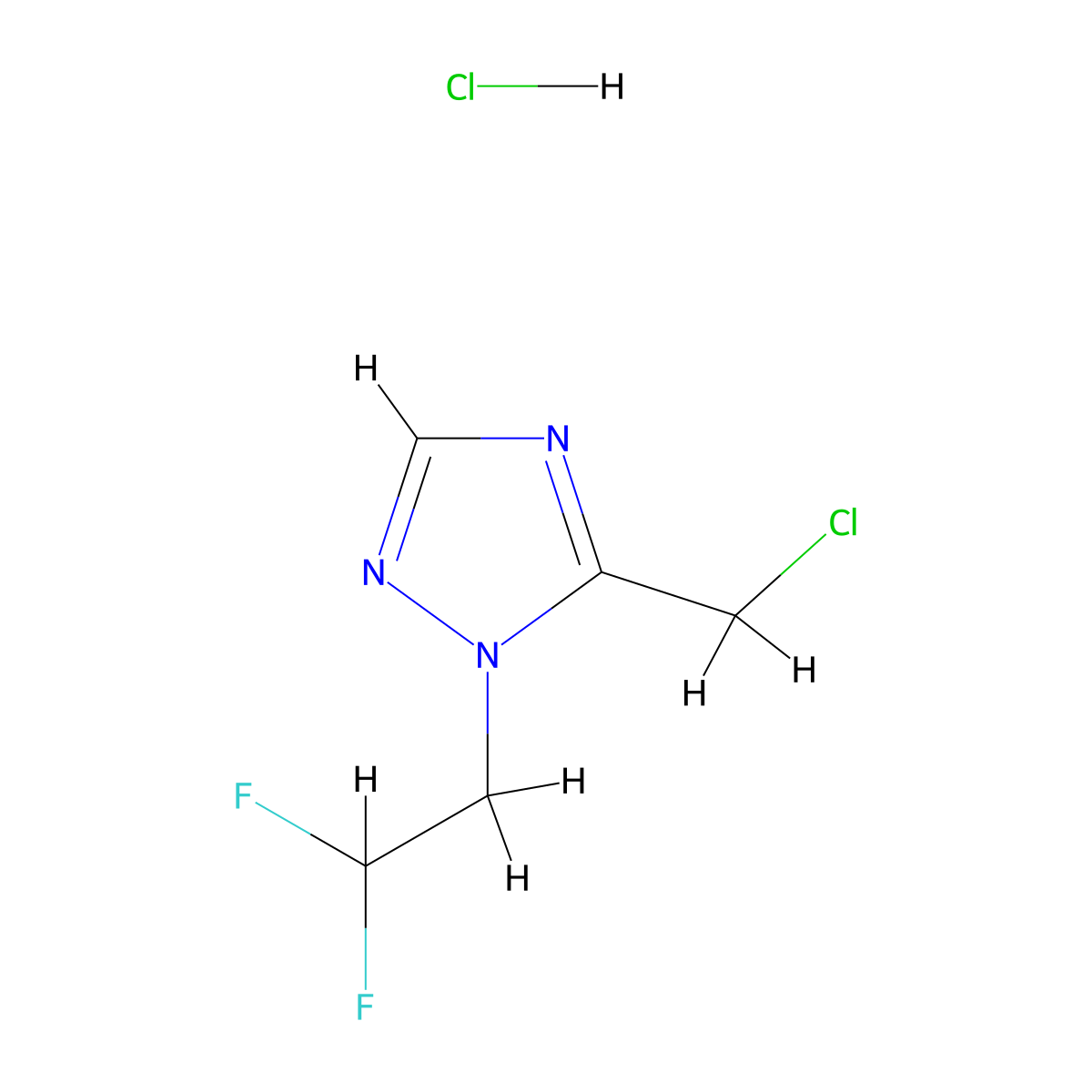 5-(chloromethyl)-1-(2,2-difluoroethyl)-1H-1,2,4-triazole hydrochloride molecular structure, CAS 1803609-83-7