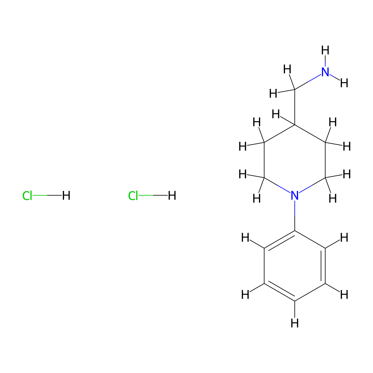 (1-Phenylpiperidin-4-yl)methanamine dihydrochloride molecular structure, CAS 1803609-91-7