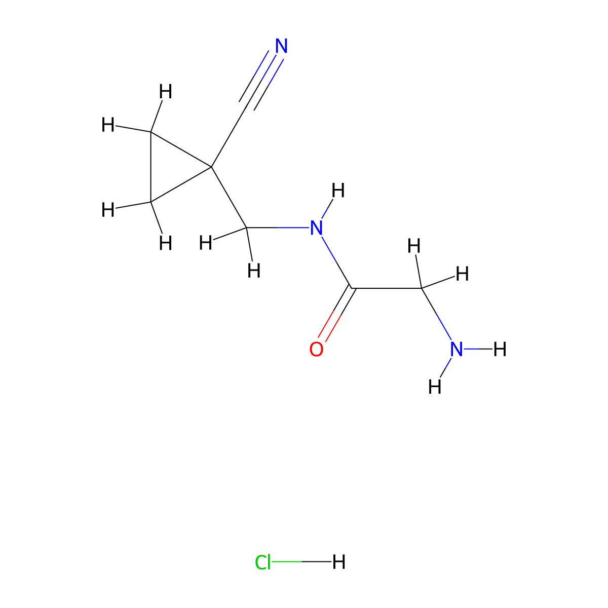 2-amino-N-[(1-cyanocyclopropyl)methyl]acetamide hydrochloride molecular structure, CAS 1803609-93-9