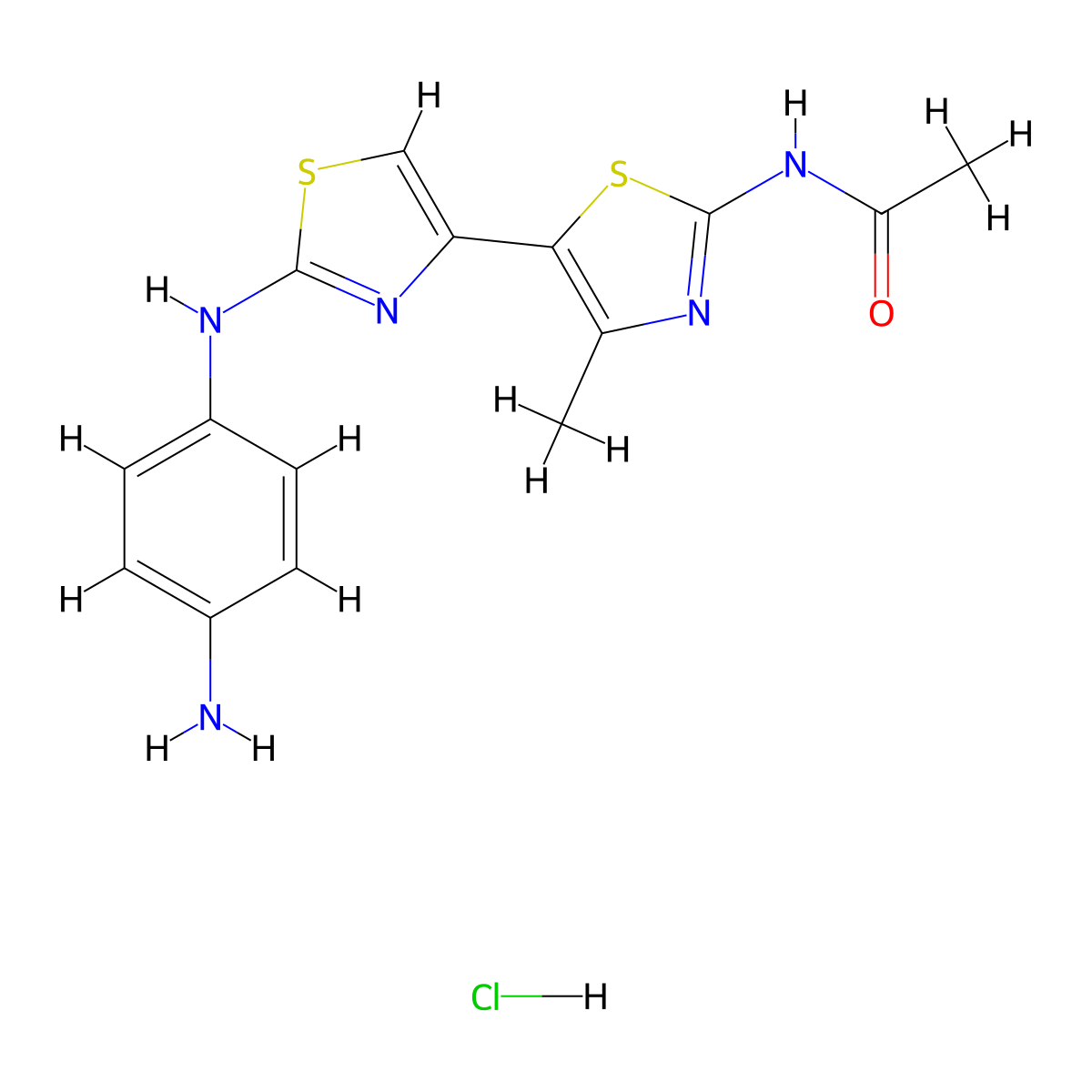 N-(5-{2-[(4-aminophenyl)amino]-1,3-thiazol-4-yl}-4-methyl-1,3-thiazol-2-yl)acetamide hydrochloride molecular structure, CAS 1803609-97-3