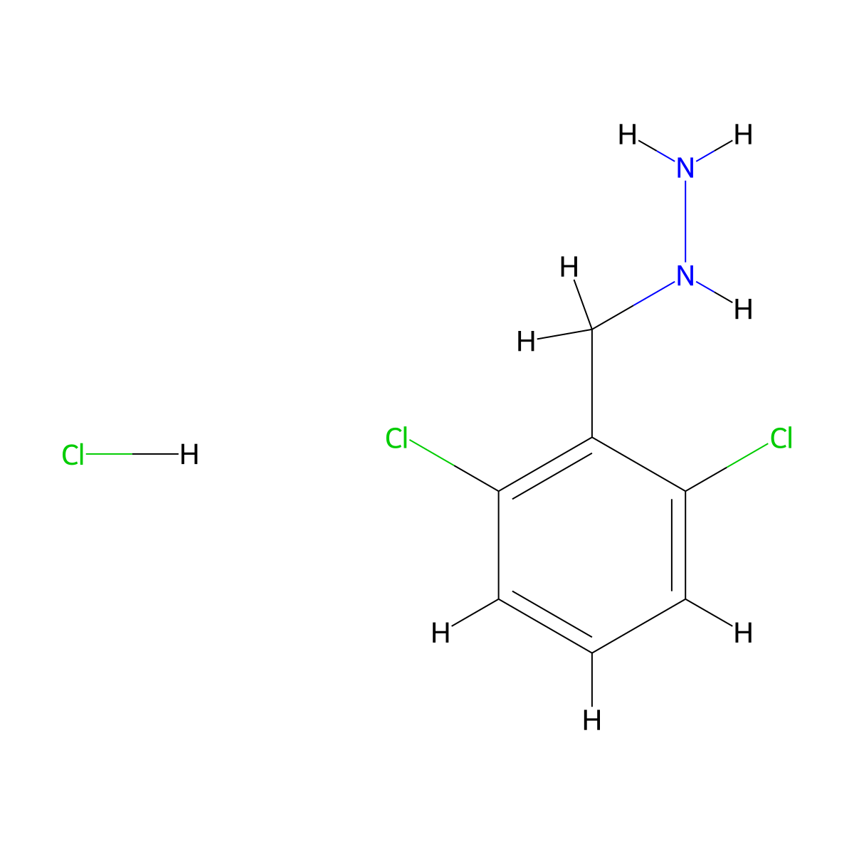 [(2,6-Dichlorophenyl)methyl]hydrazine hydrochloride molecular structure, CAS 1803610-04-9
