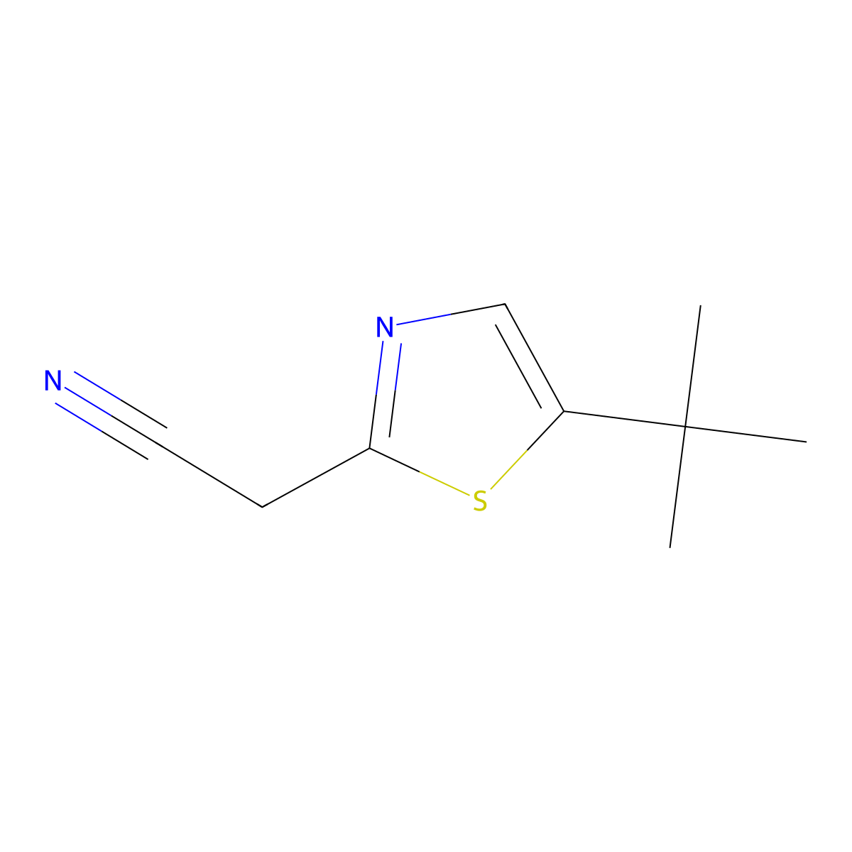 2-(5-Tert-butyl-1,3-thiazol-2-yl)acetonitrile molecular structure, CAS 1803610-05-0