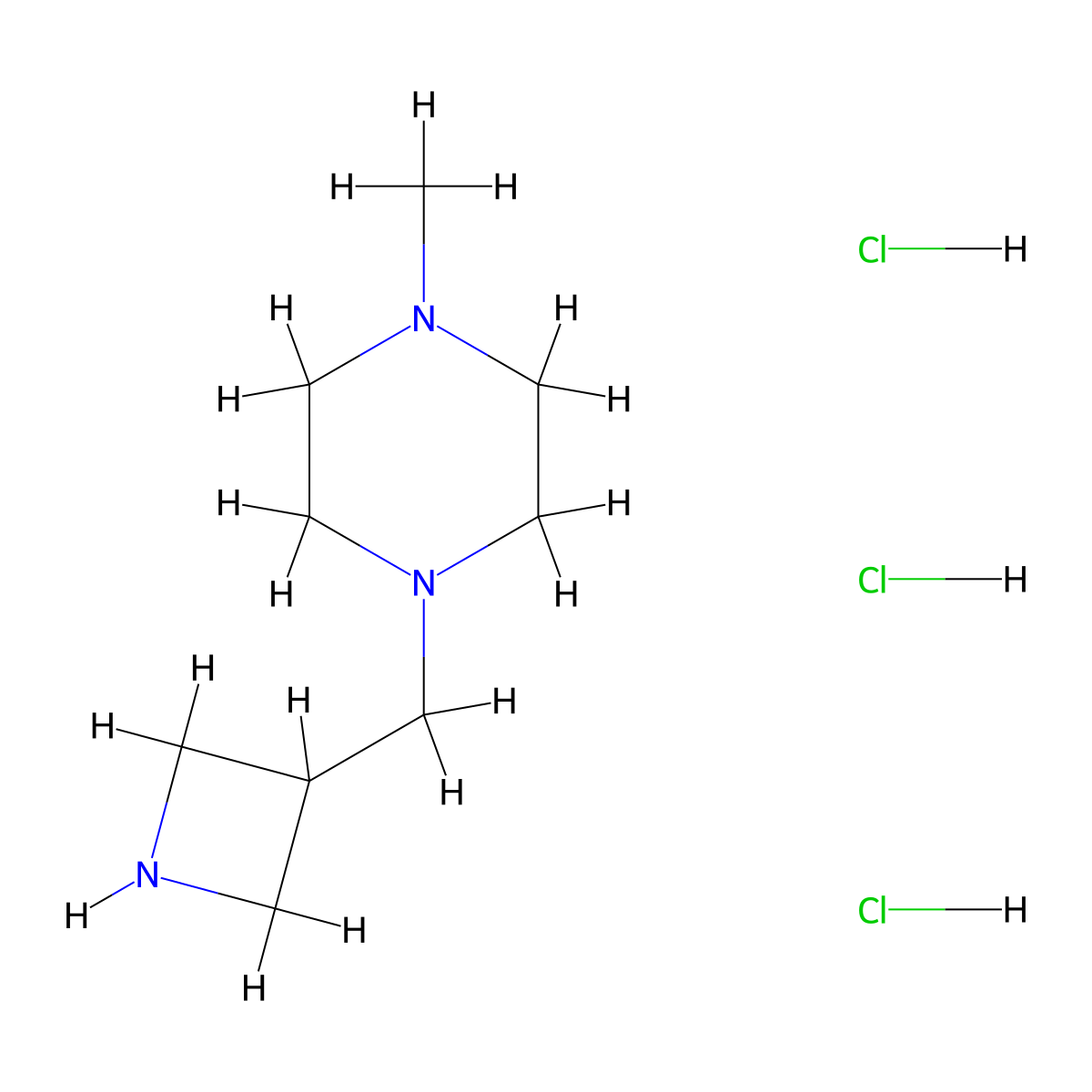 1-[(Azetidin-3-yl)methyl]-4-methylpiperazine trihydrochloride molecular structure, CAS 1803610-06-1