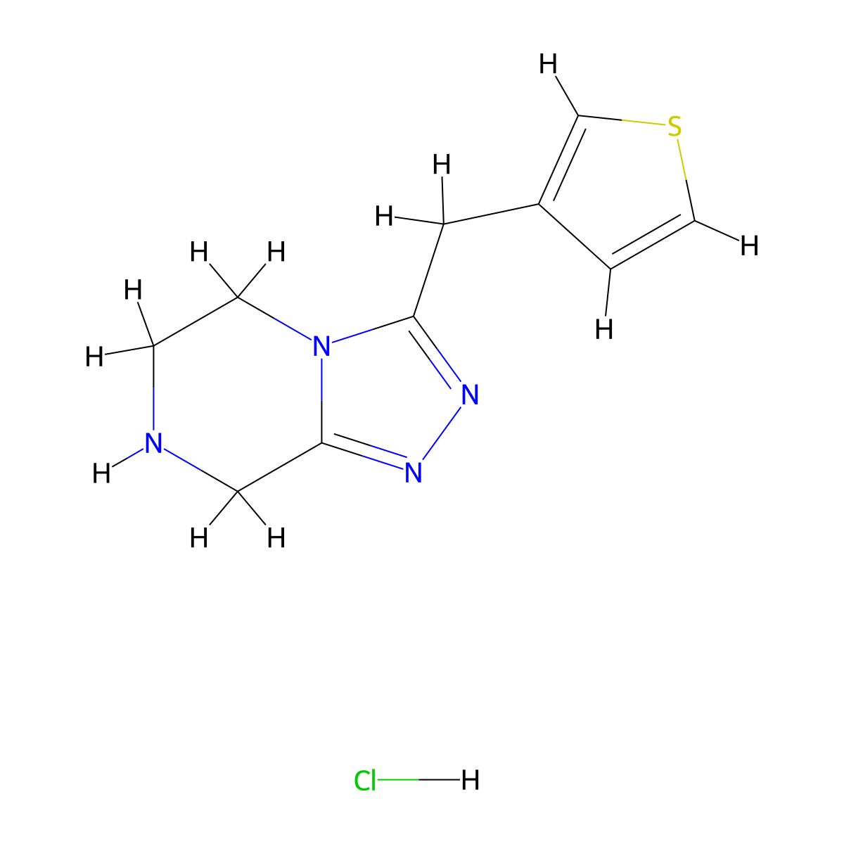 3-(thiophen-3-ylmethyl)-5H,6H,7H,8H-[1,2,4]triazolo[4,3-a]pyrazine hydrochloride molecular structure, CAS 1803610-10-7