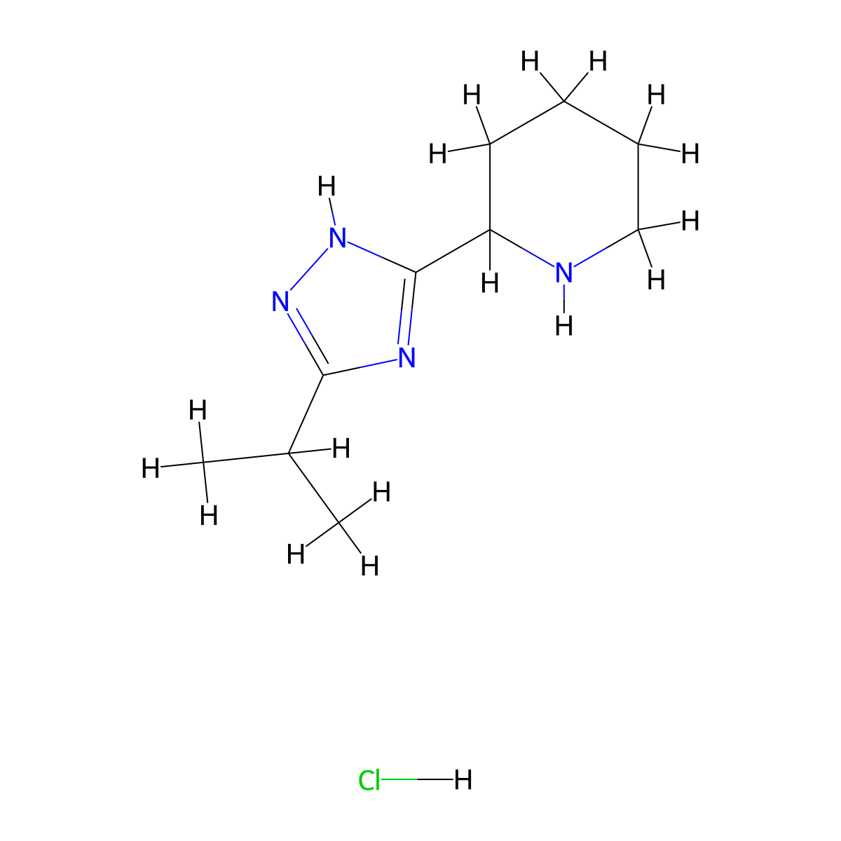 2-[5-(propan-2-yl)-1H-1,2,4-triazol-3-yl]piperidine hydrochloride molecular structure, CAS 1803610-12-9