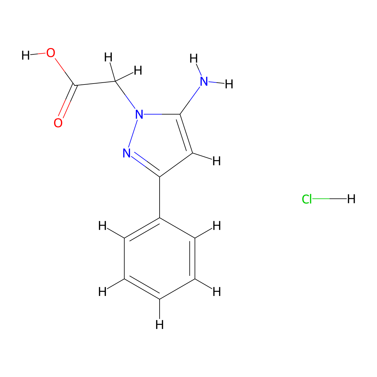 2-(5-amino-3-phenyl-1H-pyrazol-1-yl)acetic acid hydrochloride molecular structure, CAS 1803610-21-0