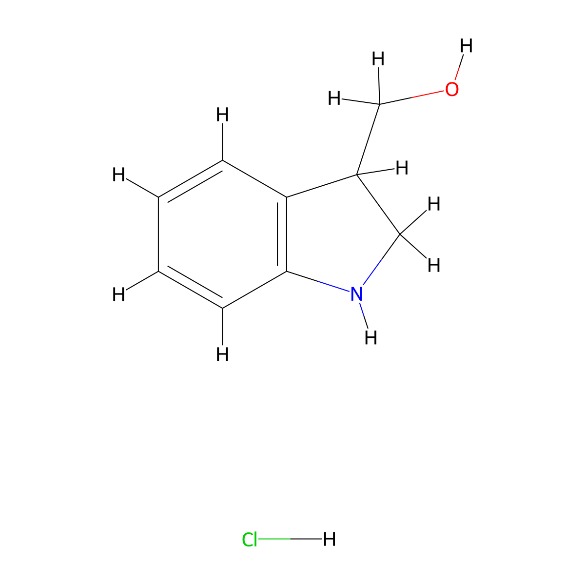 (2,3-dihydro-1H-indol-3-yl)methanol hydrochloride molecular structure, CAS 1803610-26-5