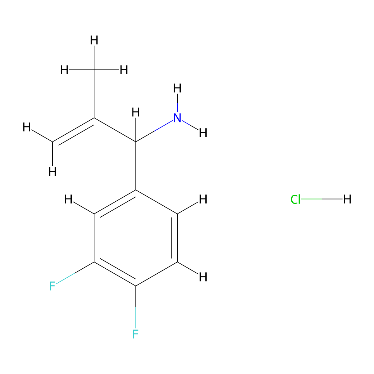 1-(3,4-Difluorophenyl)-2-methylprop-2-en-1-amine hydrochloride molecular structure, CAS 1803610-27-6