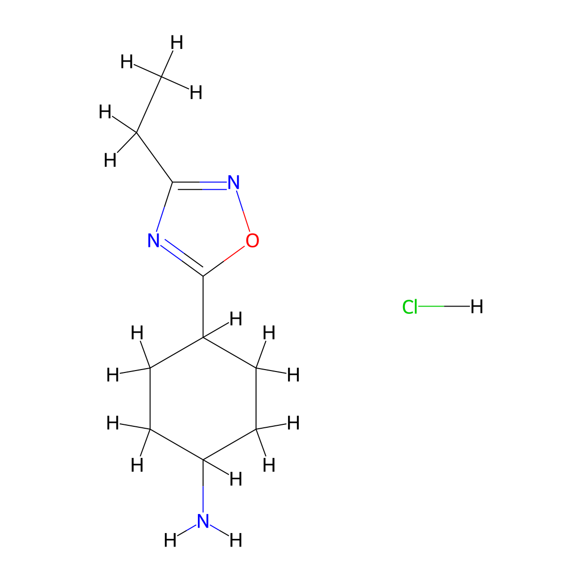 4-(3-Ethyl-1,2,4-oxadiazol-5-yl)cyclohexan-1-amine hydrochloride molecular structure, CAS 1803610-31-2