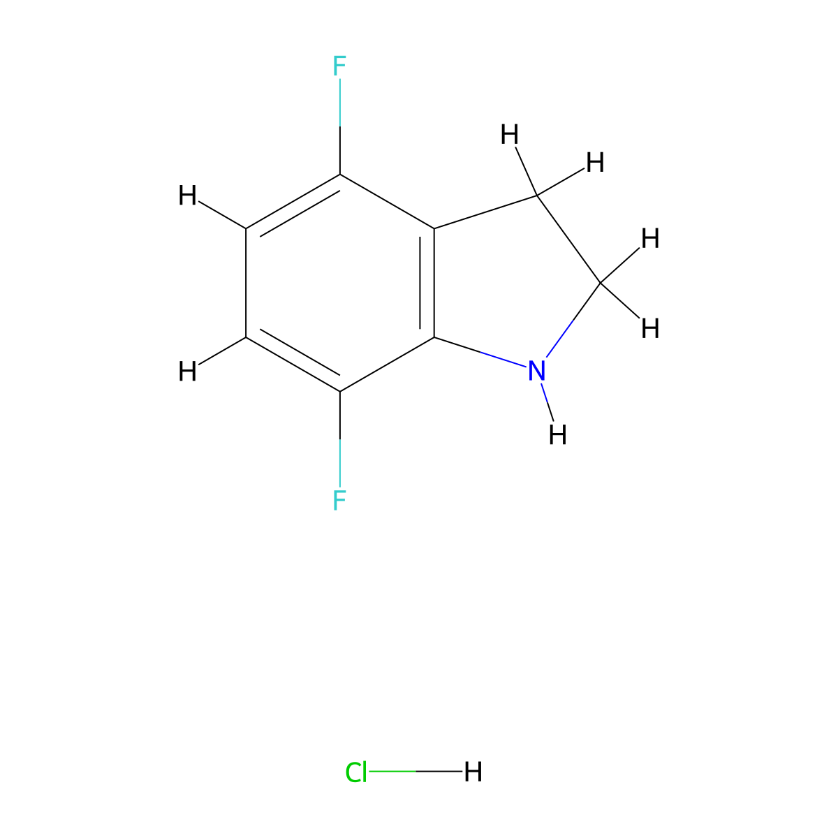 4,7-difluoro-2,3-dihydro-1H-indole hydrochloride molecular structure, CAS 1803610-33-4