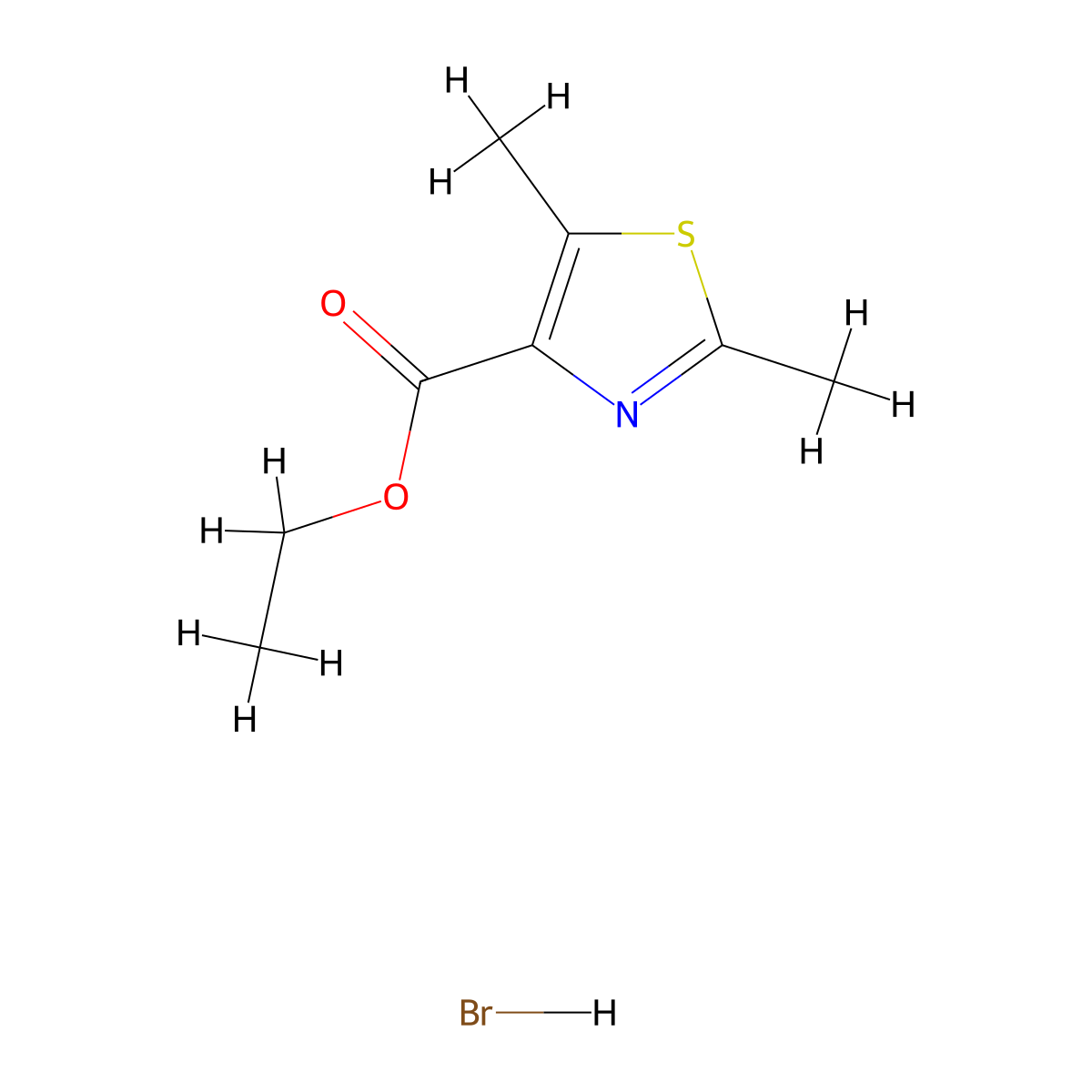Ethyl 2,5-dimethyl-1,3-thiazole-4-carboxylate hydrobromide molecular structure, CAS 1803610-34-5