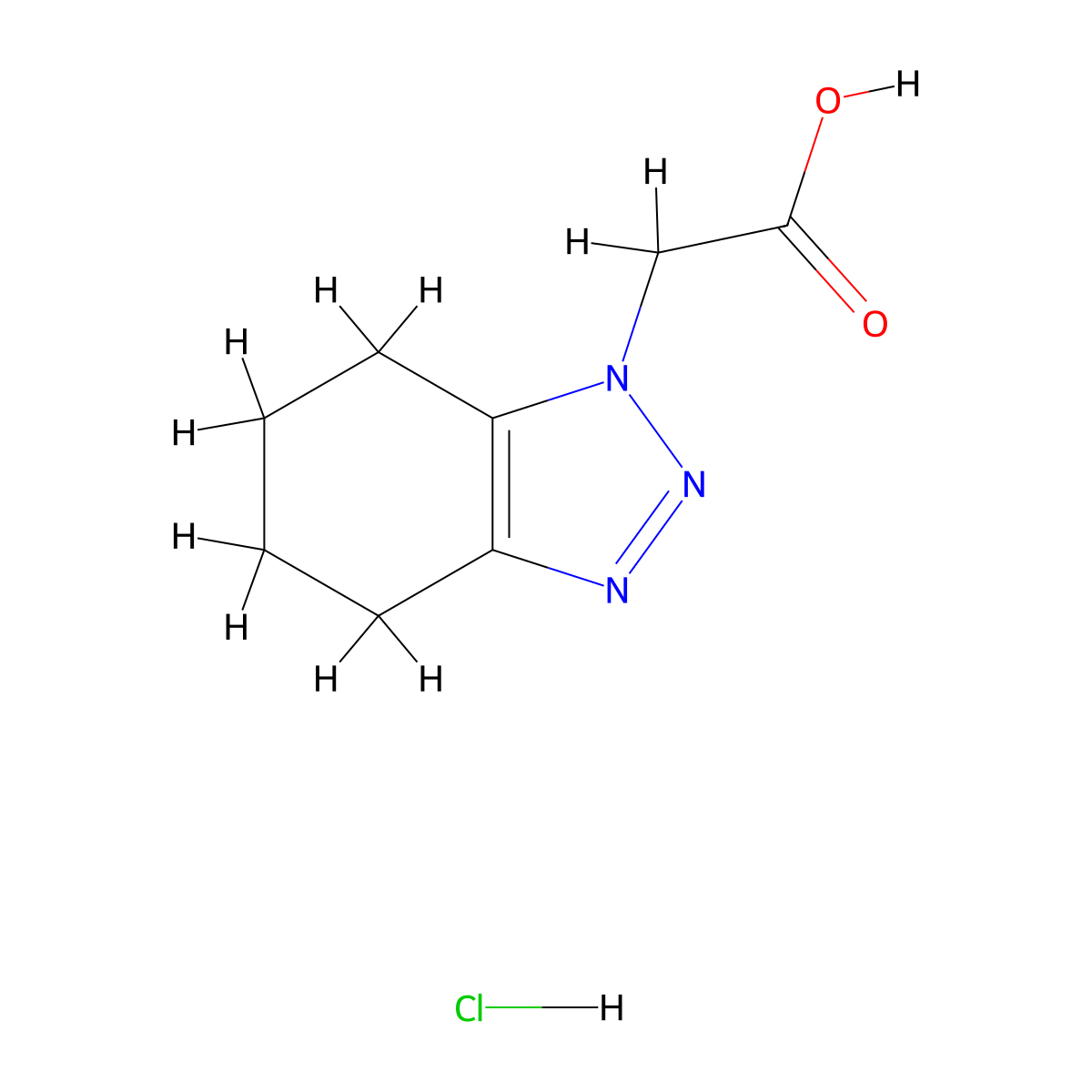 2-(4,5,6,7-tetrahydro-1H-1,2,3-benzotriazol-1-yl)acetic acid hydrochloride molecular structure, CAS 1803610-38-9