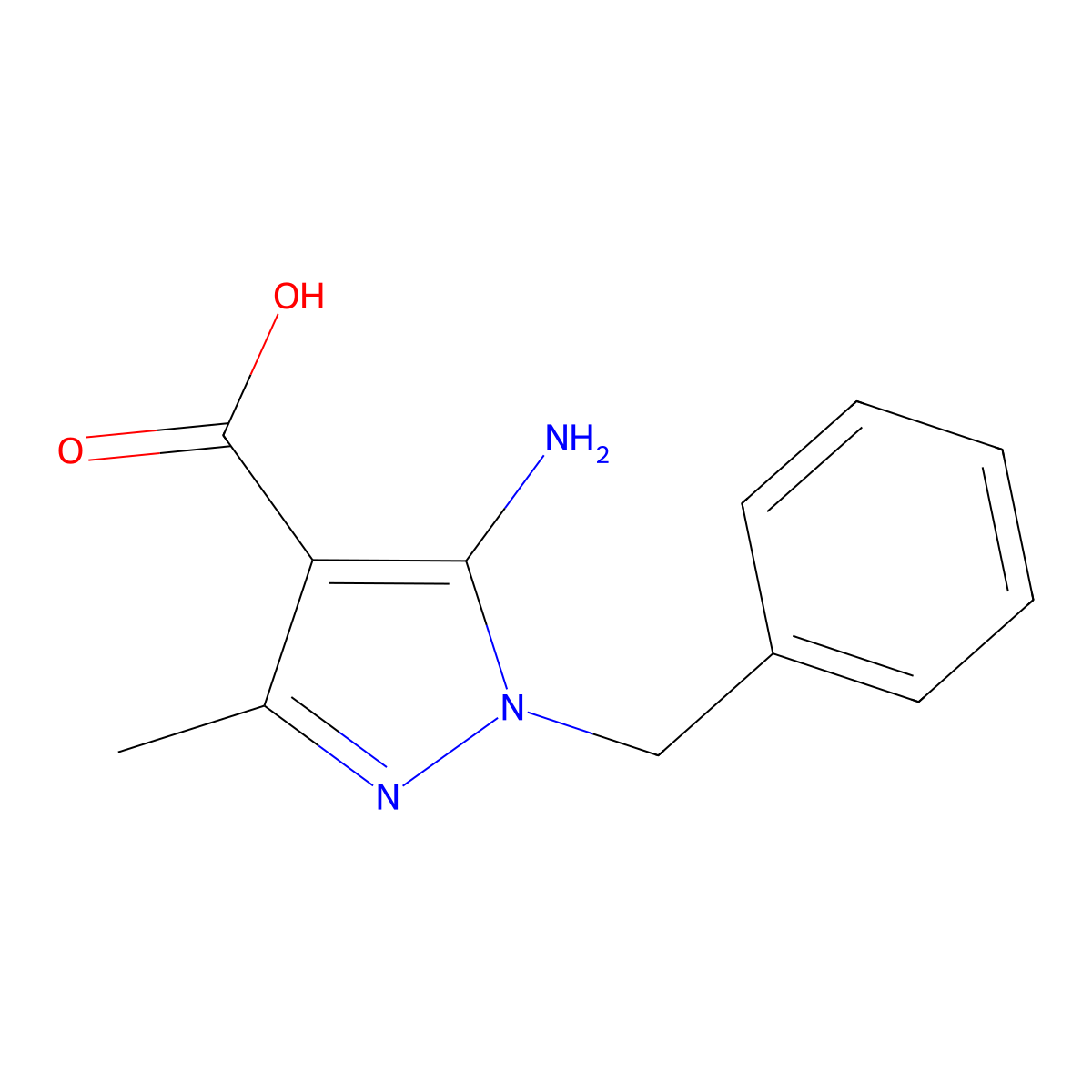 5-amino-1-benzyl-3-methyl-1H-pyrazole-4-carboxylic acid molecular structure, CAS 1803610-41-4