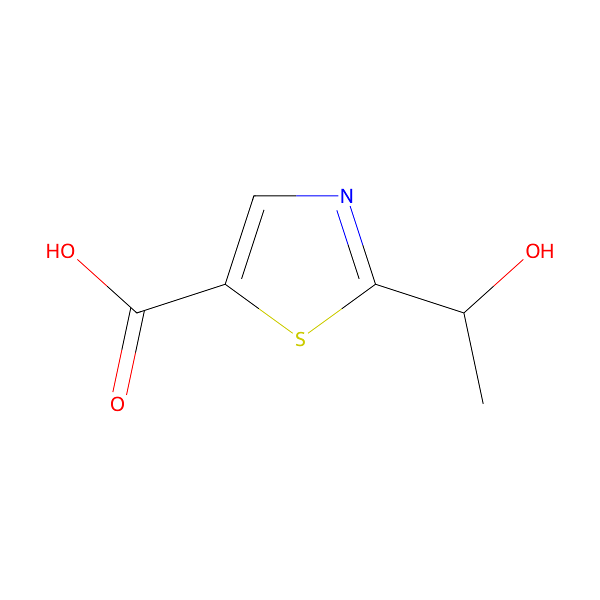 5-Thiazolecarboxylic acid, 2-(1-hydroxyethyl)- molecular structure, CAS 1803610-44-7