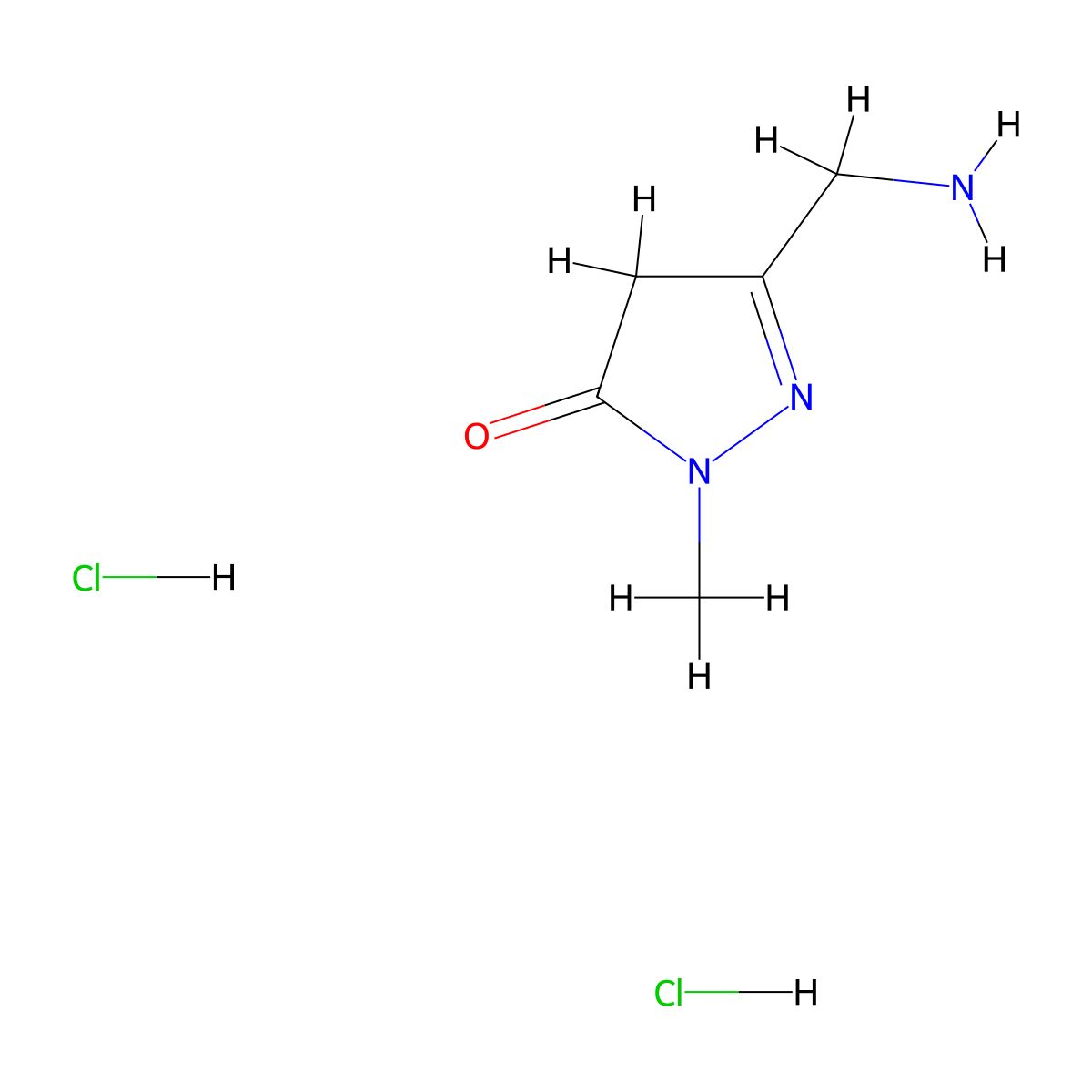 3-(aminomethyl)-1-methyl-4,5-dihydro-1H-pyrazol-5-one dihydrochloride molecular structure, CAS 1803610-48-1