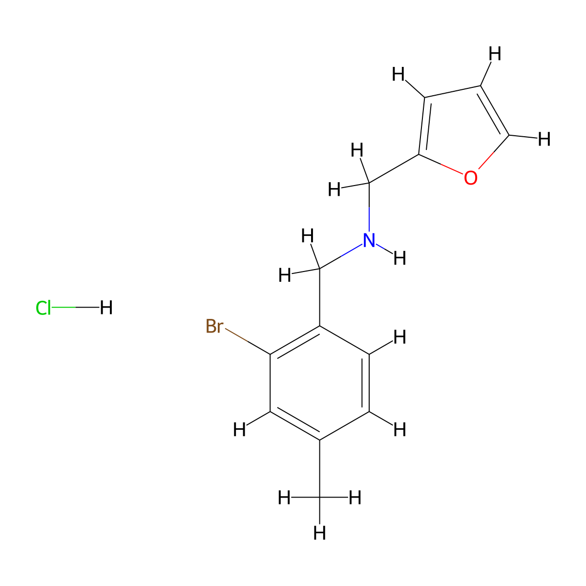 [(2-Bromo-4-methylphenyl)methyl](furan-2-ylmethyl)amine hydrochloride molecular structure, CAS 1803610-50-5
