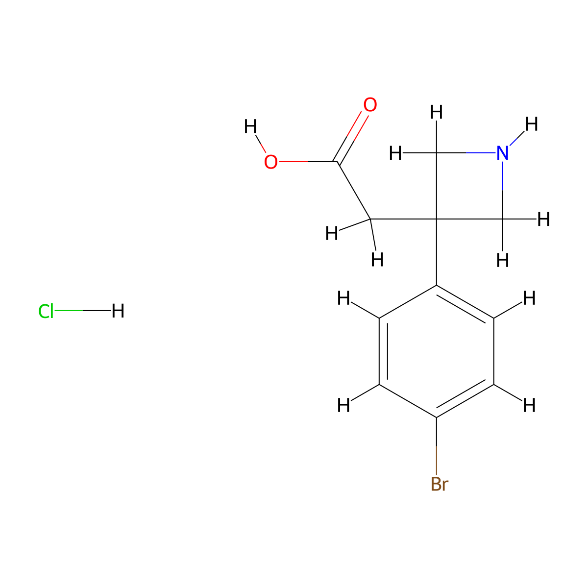 2-[3-(4-Bromophenyl)azetidin-3-yl]acetic acid hydrochloride molecular structure, CAS 1803610-52-7
