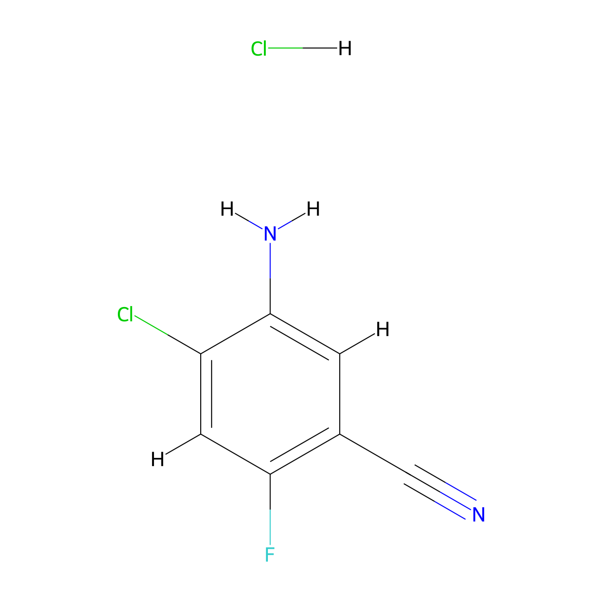 5-Amino-4-chloro-2-fluorobenzonitrile hydrochloride molecular structure, CAS 1803610-62-9