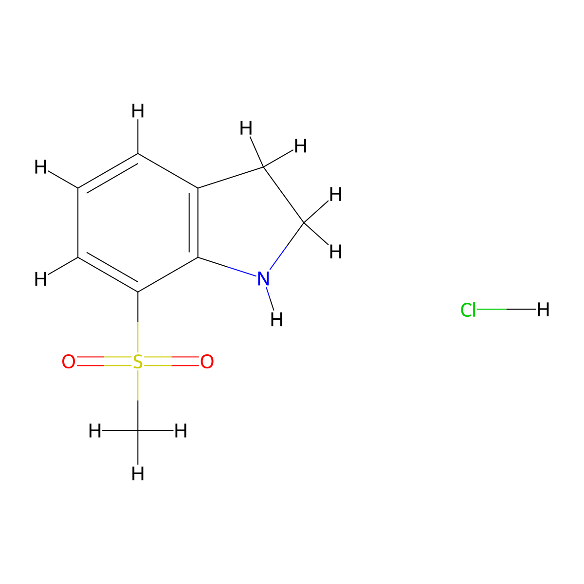 7-methanesulfonyl-2,3-dihydro-1H-indole hydrochloride molecular structure, CAS 1803610-64-1